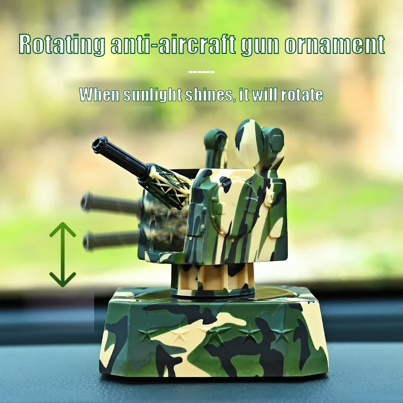 

Vehicle mounted anti-aircraft turret model Rotating radar rocket launcher Solar powered rotating fragrance Car weapon ornaments