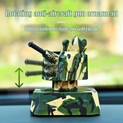 Vehicle mounted anti-aircraft turret model Rotating radar rocket launcher Solar powered rotating fragrance Car weapo ornaments
