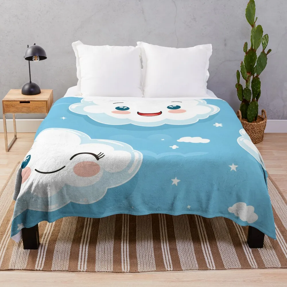 

Cute clouds cloud patterns Throw Blanket For Decorative Sofa Thermal warm for winter Blankets