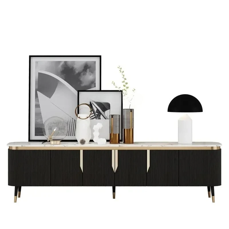 TTTTItalian Minimalist Marble TV Cabinet Coffee Table Combination Living Room Personalized TV Cabinet53