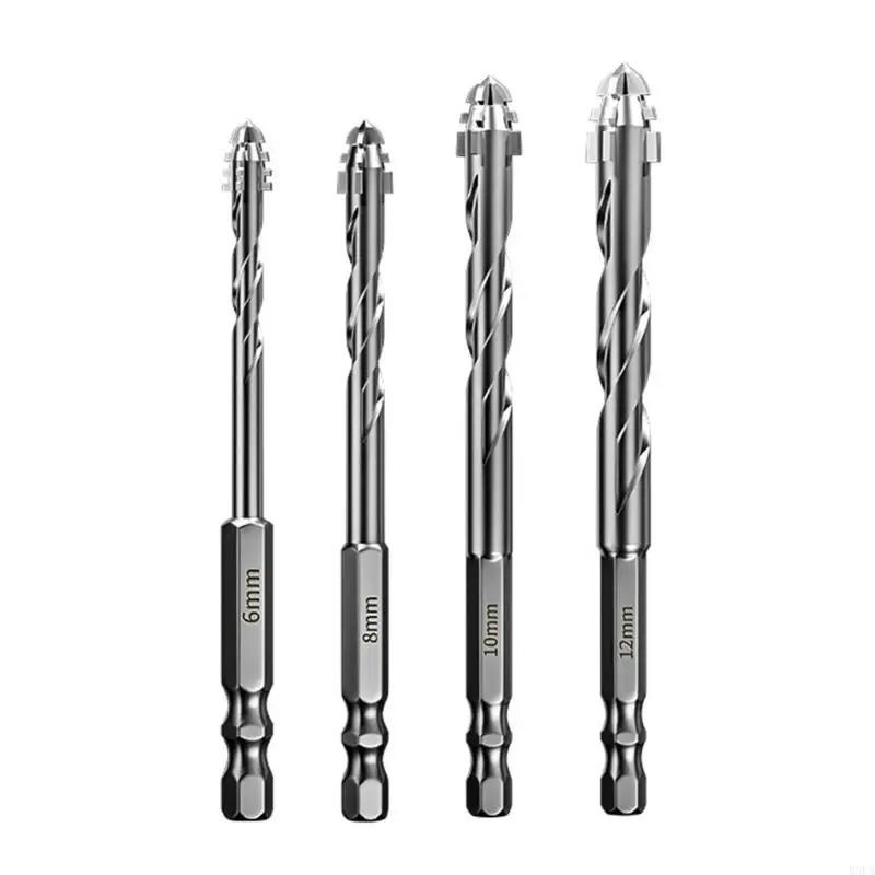 

Y9UA Four Flute Serrated Eccentric Drill Bit 4Pcs for Glass Tile Concrete Punching