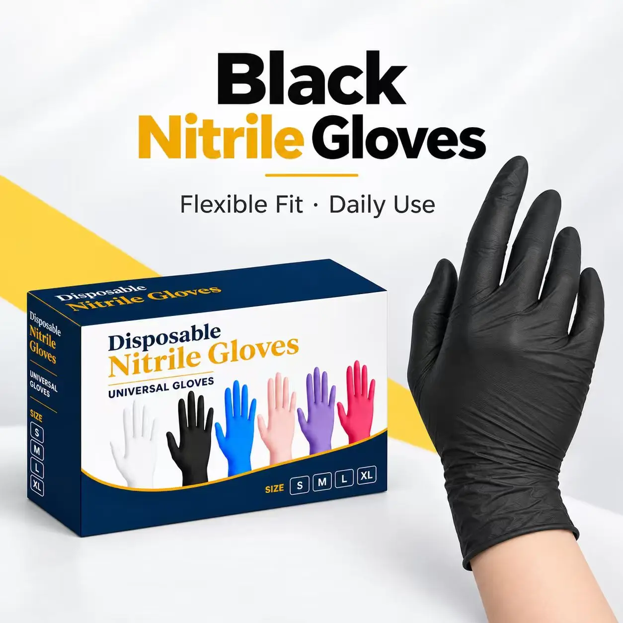 20/50/80PCS Disposable Nitrile Gloves Black Latex Free Powder Free Nitrile Gloves Kitchen Cooking Household Cleaning Food Prep