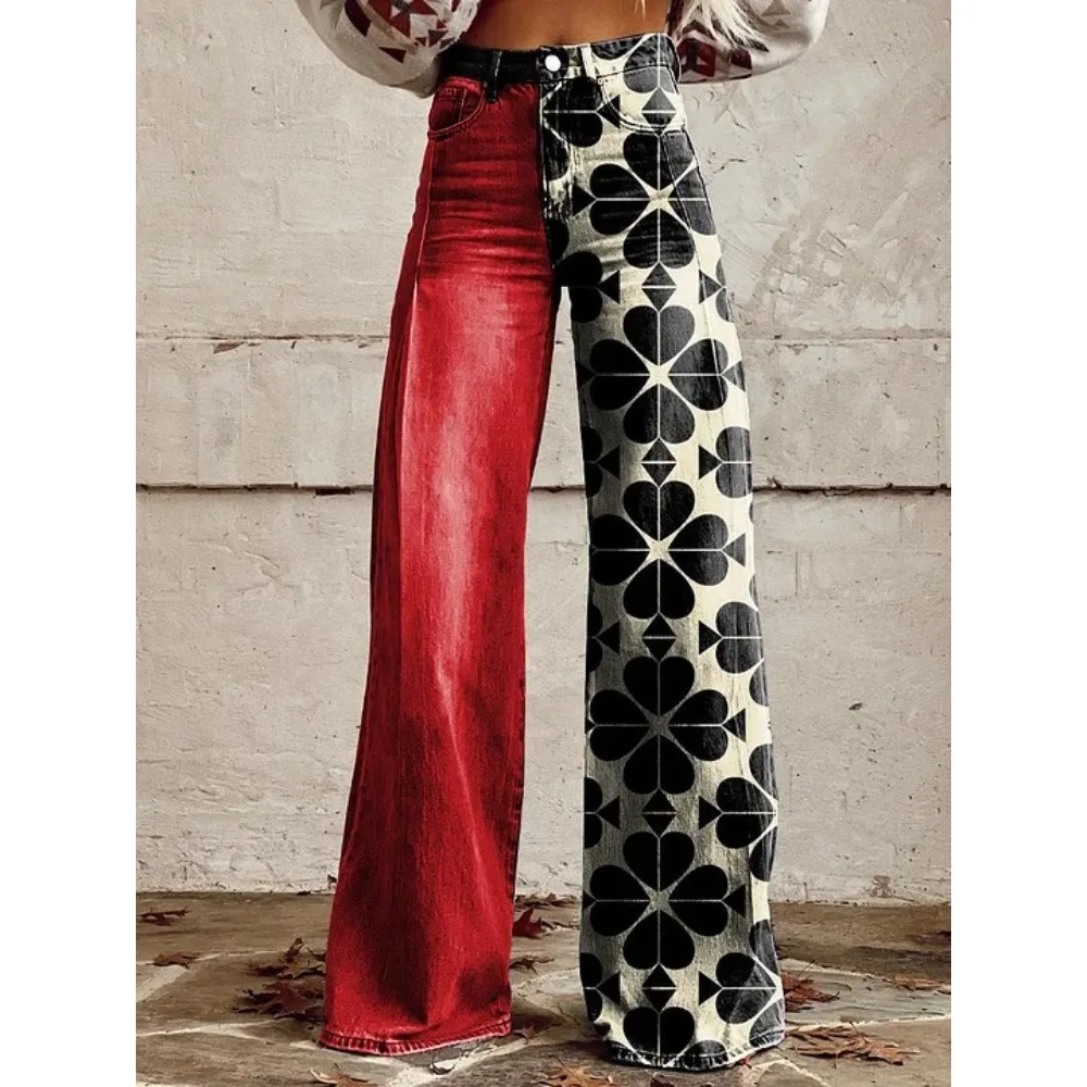 Damen Leopardenmuster Weite Hose mit Hoher Taille Baggy Y2K Vintage Streetwear Hose Locker Sitzende Lässige Tierdruck-Hose – Detail 4