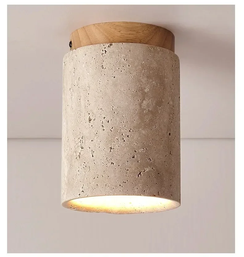 Japanese Wabi Sabi Style Yellow Cave Stone Ceiling Light Designer Retro Creative Entrance Hallway Foyer Balcony LED