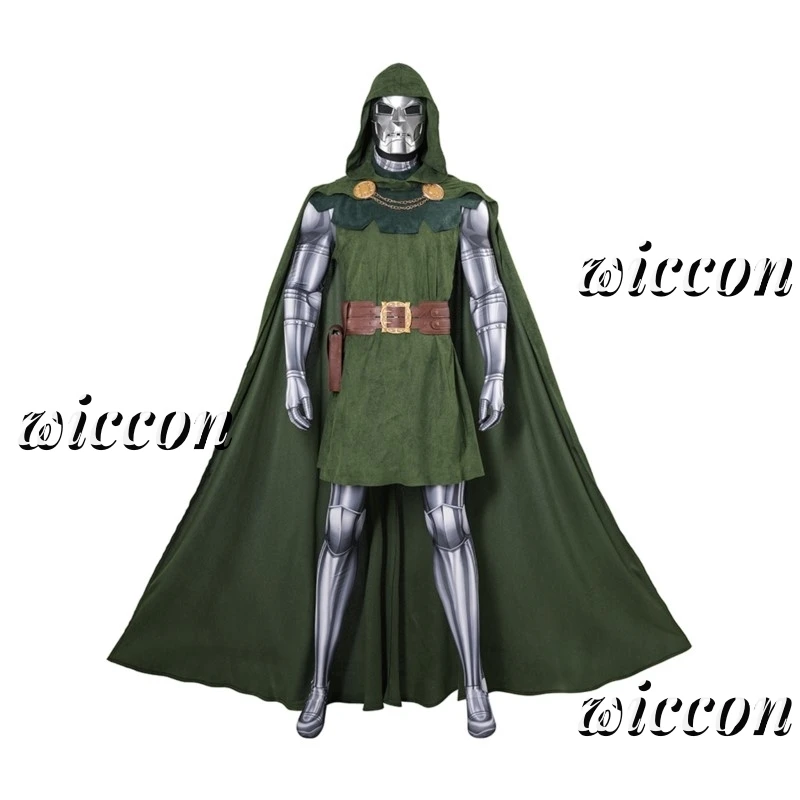 Doctor Doom Cosplay Costumes Victor Von Doom Jumpsuit Cloak Mask Fullset Mens Superhero Role Play Uniform Halloween Party Outfit