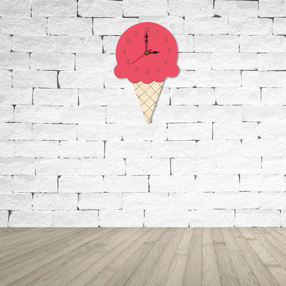 

Ice Cream Wall Clock Creative Funny Room Hanging Living for Kitchen Cute Acrylic Icecream Childrens Cartoon