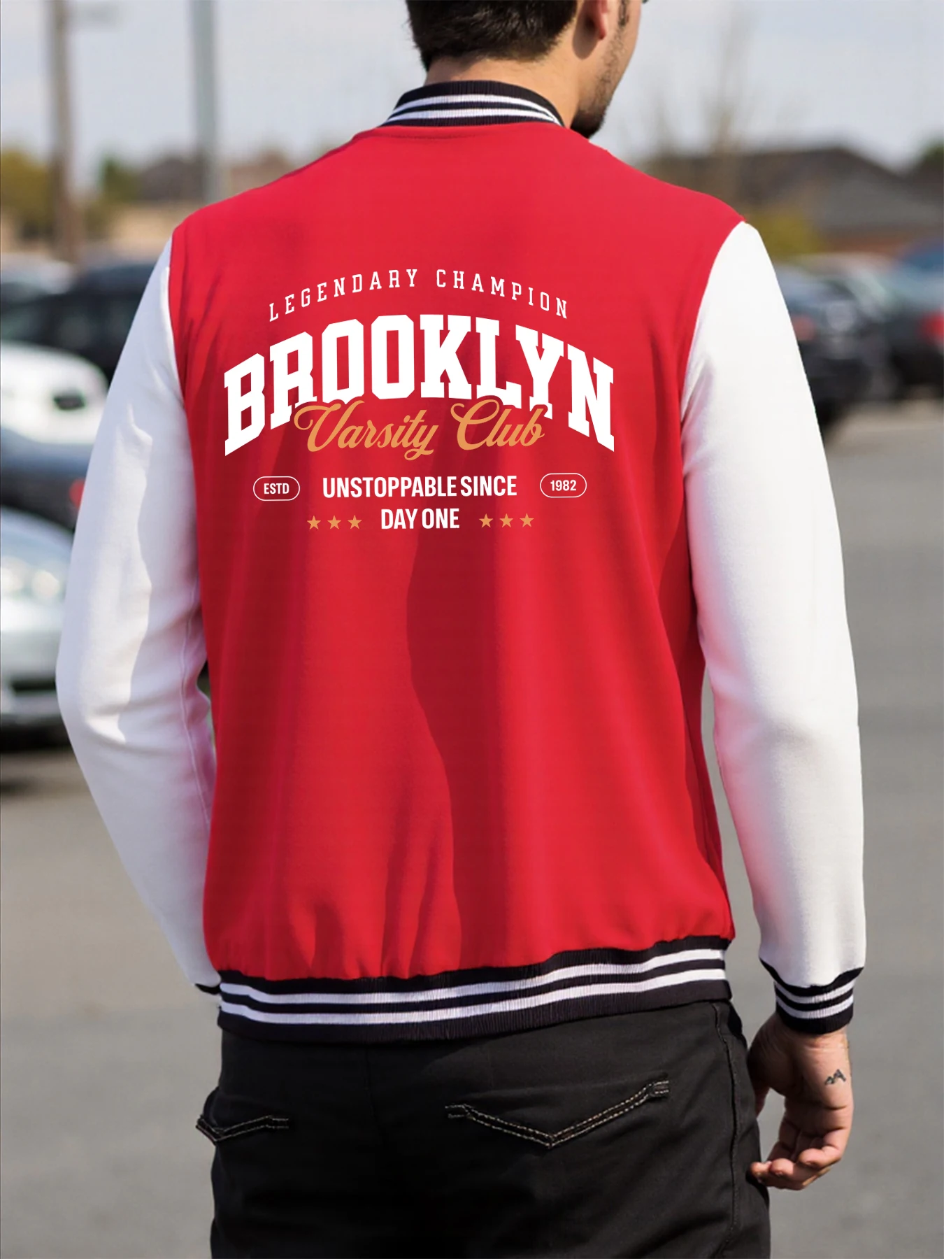 

Brooklyn Unstoppable Sinceday One Print Men Baseball Jersey Hip Hop Trendy Jacket Retro Loose Top Street Fleece Autumn Jackets