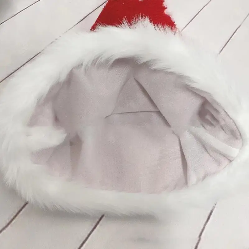 P88A Short Plush Santa Cap Snowflake Party Hat Christmas Hat Family Gathering Props