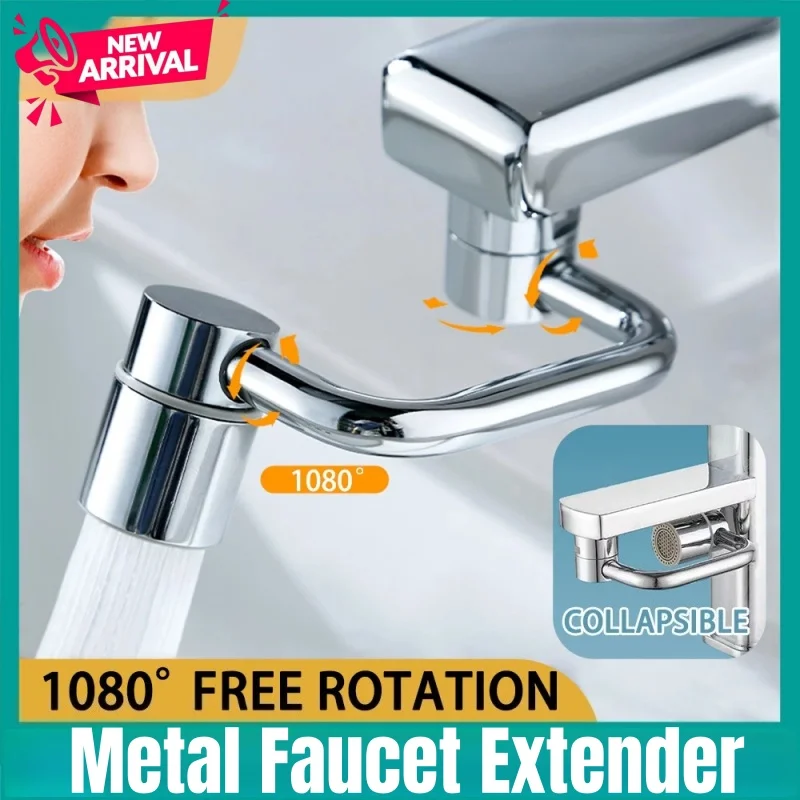 

New U Shape Bathroom Sink Metal Faucet Expander 1080° Swivel 2-Mode,Splashproof Water-Saving Pressurized Sink Extension Filter