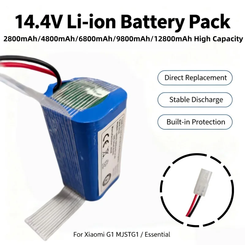 Replacement Li-ion Battery 14.4V 4S1P 2800mAh-6800mAh, Fit Xiaomi Mi Essential G1 MJSTG1 Sweeping Robot Cleaner