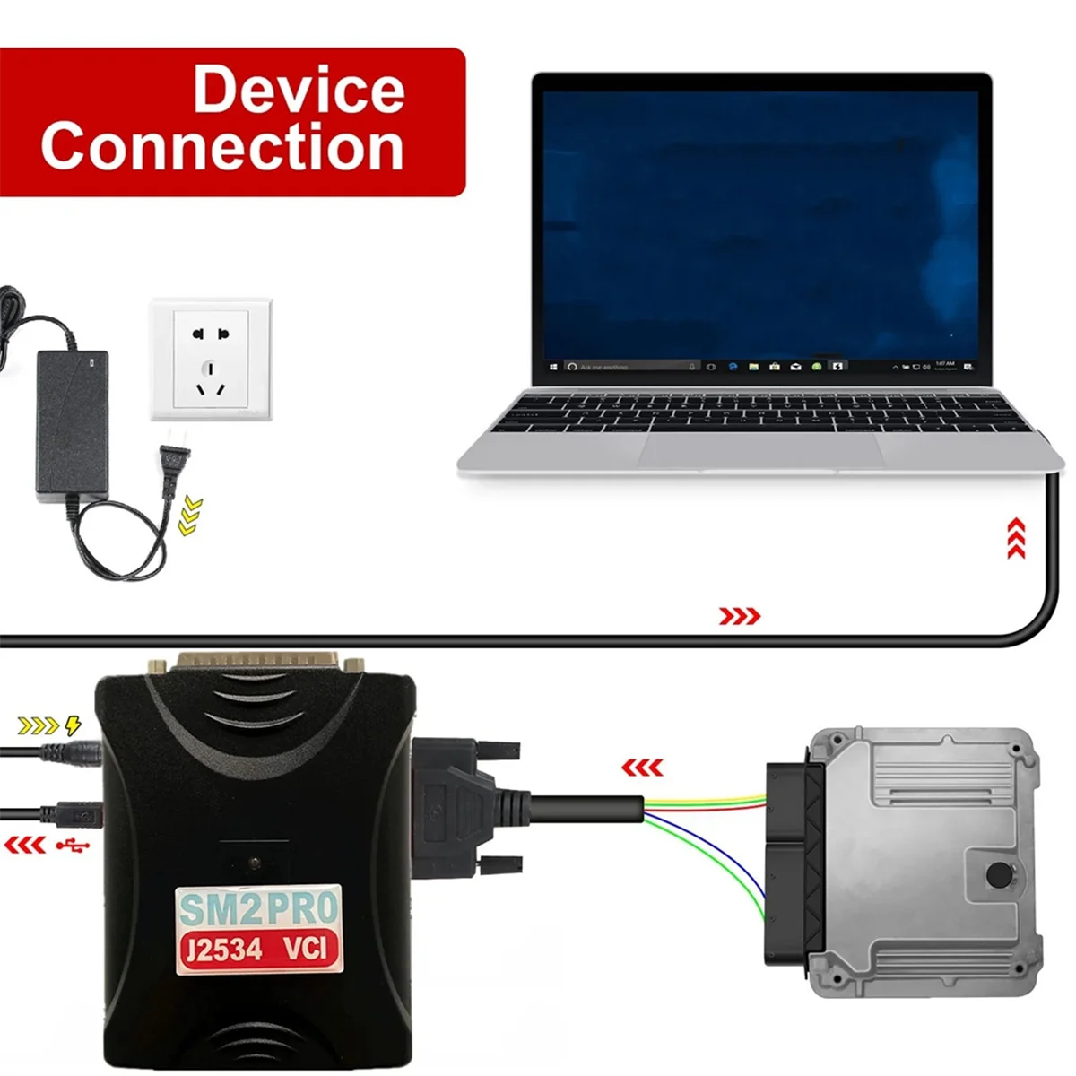 SM2 PRO J2534 VCI ECU Master OBD2 Read&Write 67IN1 SM2 Pro+ PCM EEPROM FLASH BENCH OBD Tool Flash 1.20/1.21 US Plug