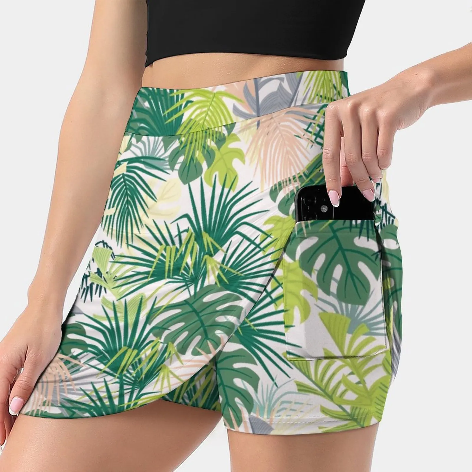 

Pink Jungle Pattern Women's skirt Y2K Summer Clothes 2022 Kpop Style Trouser Skirt With Pocket Tropic Tropical Jungle Summer