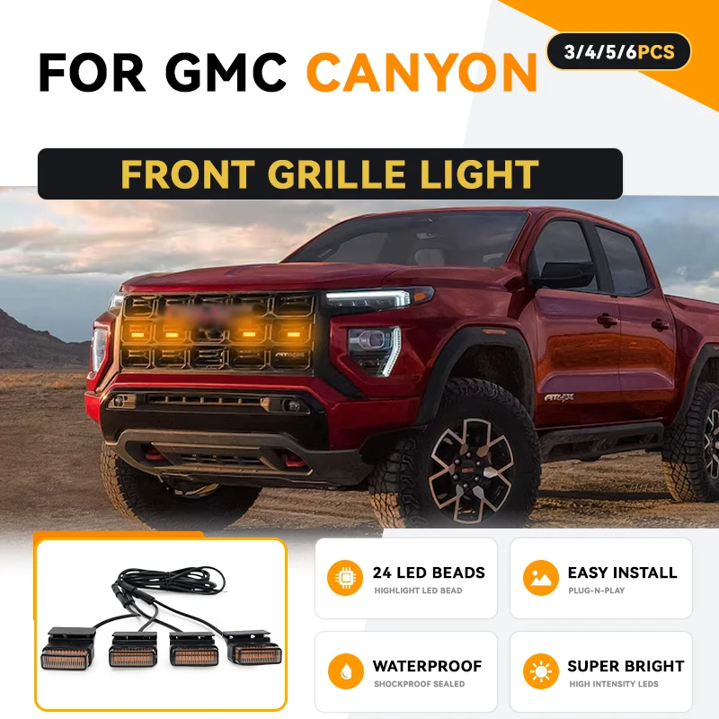 24LED FOR GMC CANYON Front Grille Light DRL Daytime Running Warning Lamp Waterproof Car Accessories 12V LED outside light
