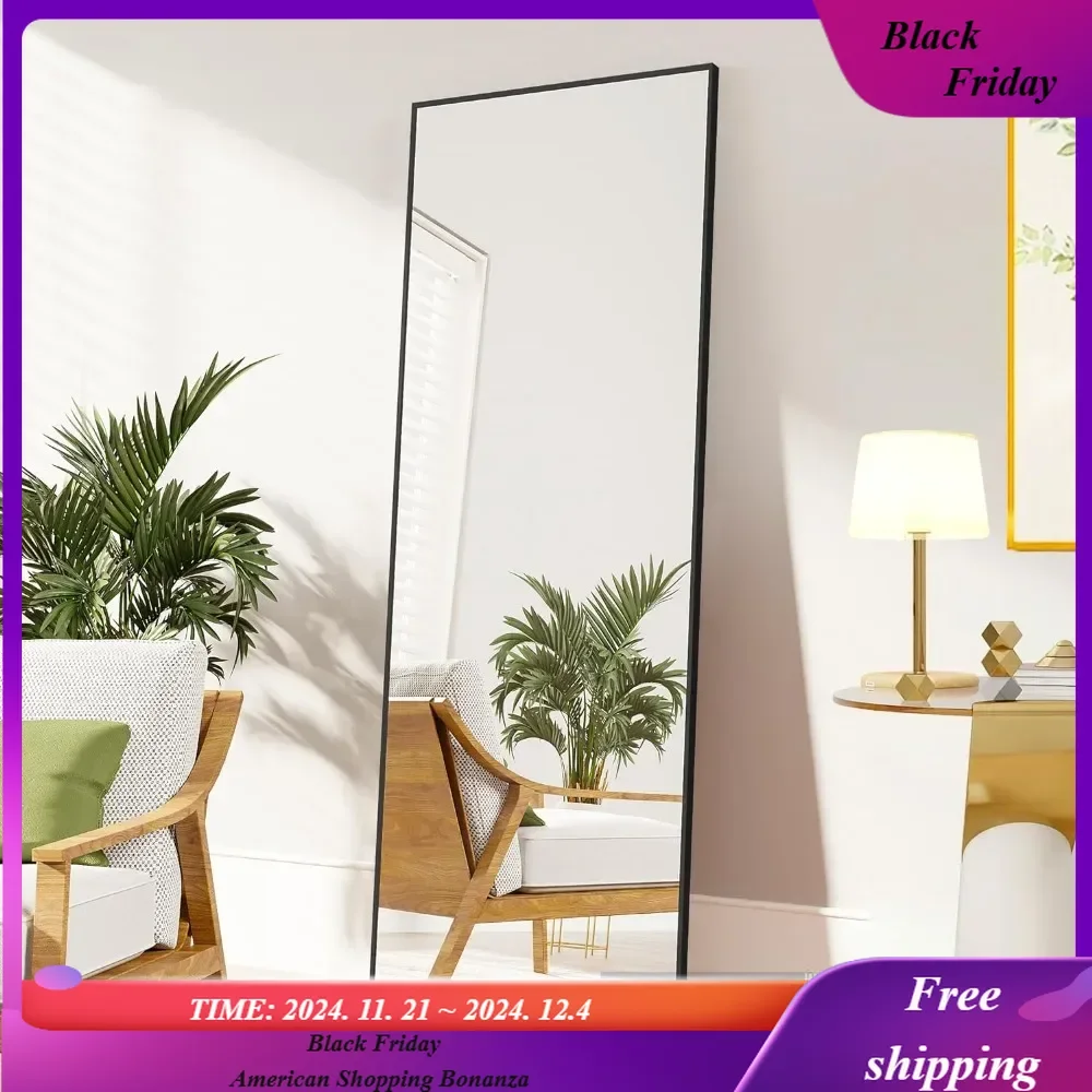 

Full Length Mirror, Standing Hanging or Leaning Body , Simple Rectangle Design, Floor Mirror for Bedrooms, , Living Room (Black)