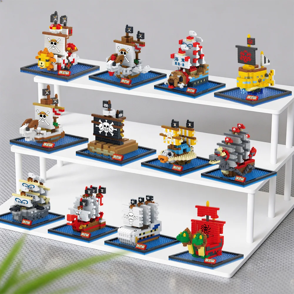 Bloques de Construcción de Barcos Pirata del Anime One Piece, Thousand Sunny, Going Merry, Moby Dick, Figuras de Ladrillos, Juguetes Creativos, Regalo de Cumpleaños