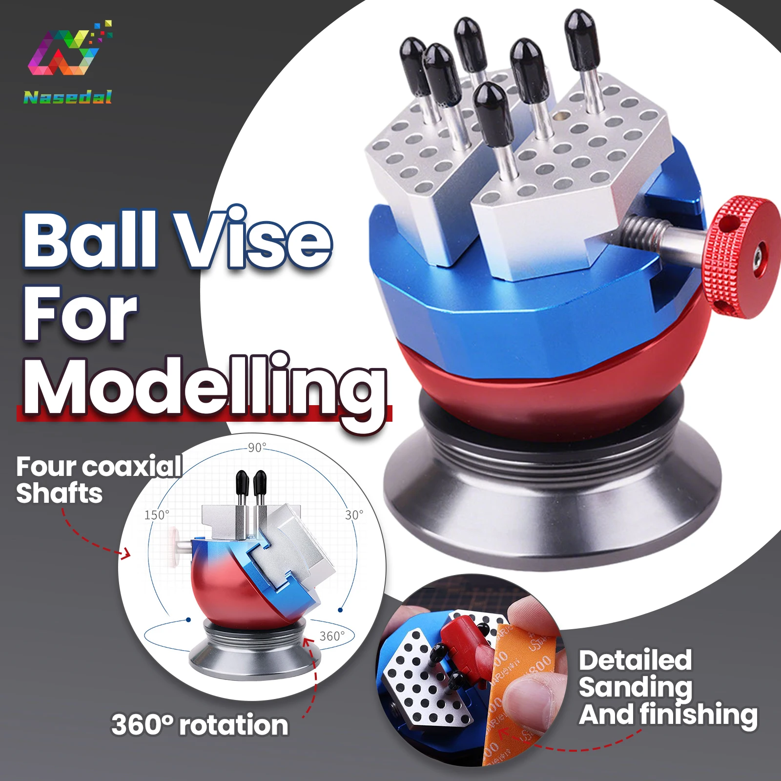 

USTAR UA-90636 360° ° Вращающиеся шариковые тиски для инструмента для изготовления моделей Gundam, сверхмощный прецизионный настольный зажим, гравировальный инструмент для хобби, DIY