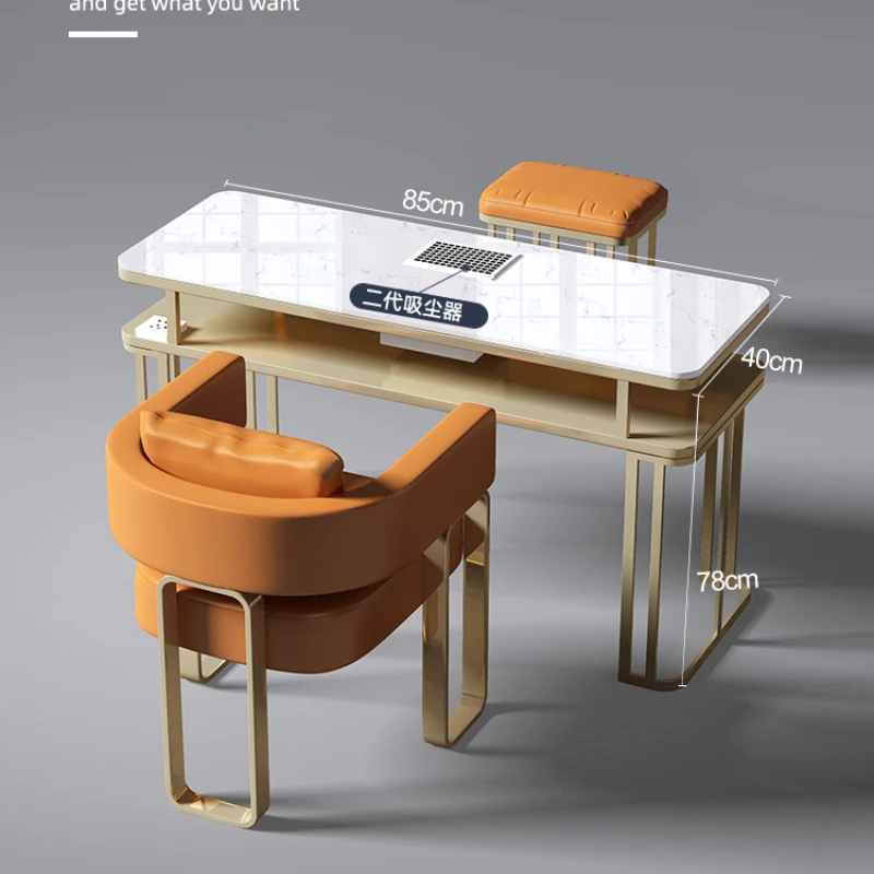 

Vacuum cleaner nail table and chair set Napa pattern single and double three-person nail table marble