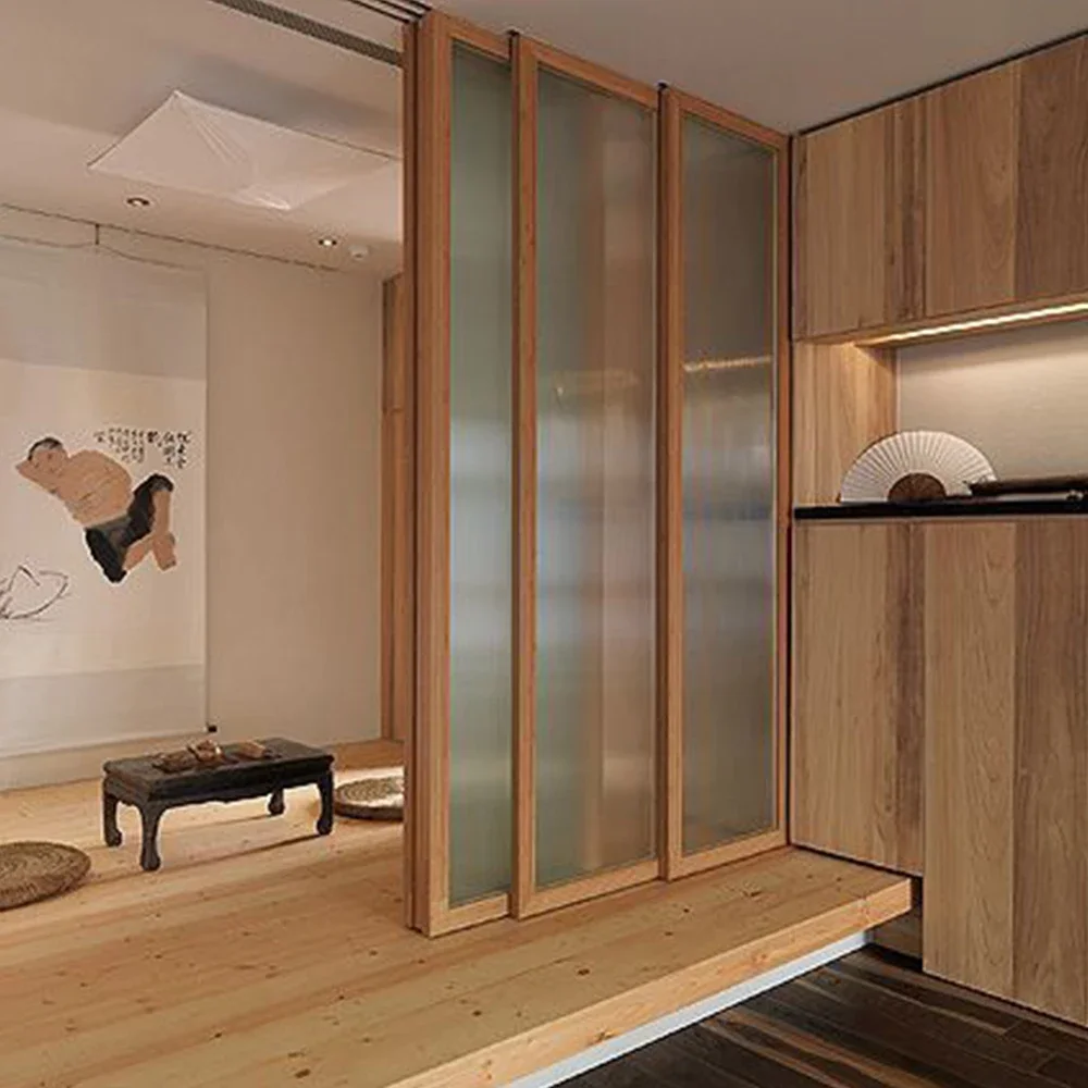Doors Wooden Gaint Closet Door Thermal Break Aluminum Double Glass Interior Front Study Room