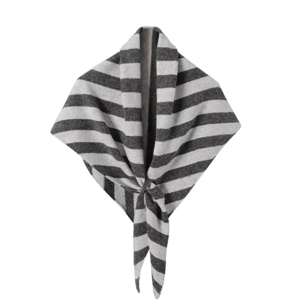 

Элегантный полосатый шарф в корейском стиле, кашемировый вязаный треугольный шарф, утолщенная ветрозащитная зимняя шаль, осень-зима