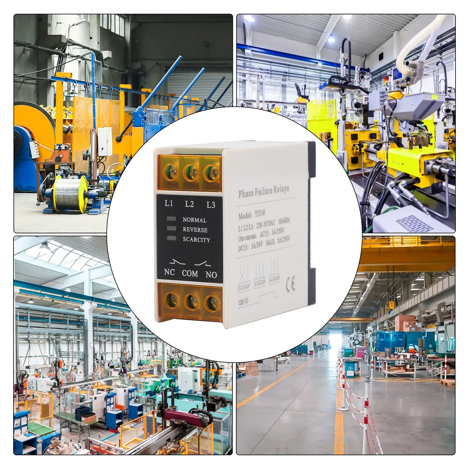 Delay Actions TG S Protector Protection Relay Flame Retardant Shell Guide Rail Installation Inner Core Phase Sequences