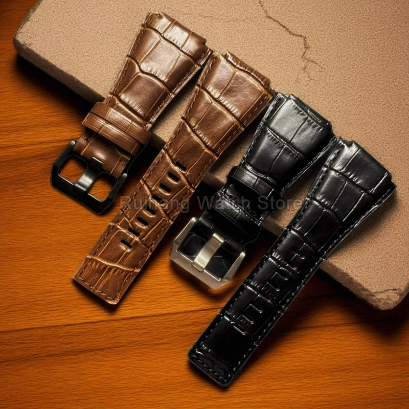 Natural Texture Durable Genuine Leather Watch Bracelet for Bell & Ross Bell Ross BR01 BR03 PL14796 Special Interface Soft Strap