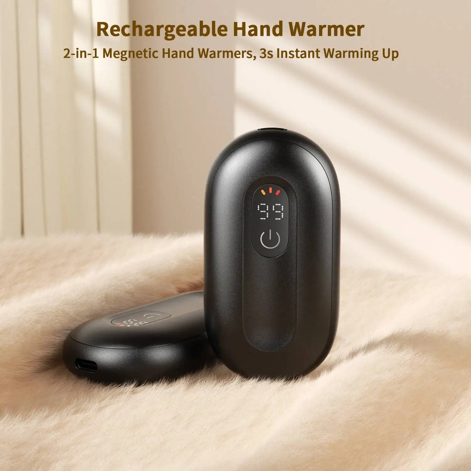 

Rechargeable Warmers 2 In 1 Electric Hand Warmer With Digital Display Portable Pocket Heater Warm Gift For Outdoors Camping