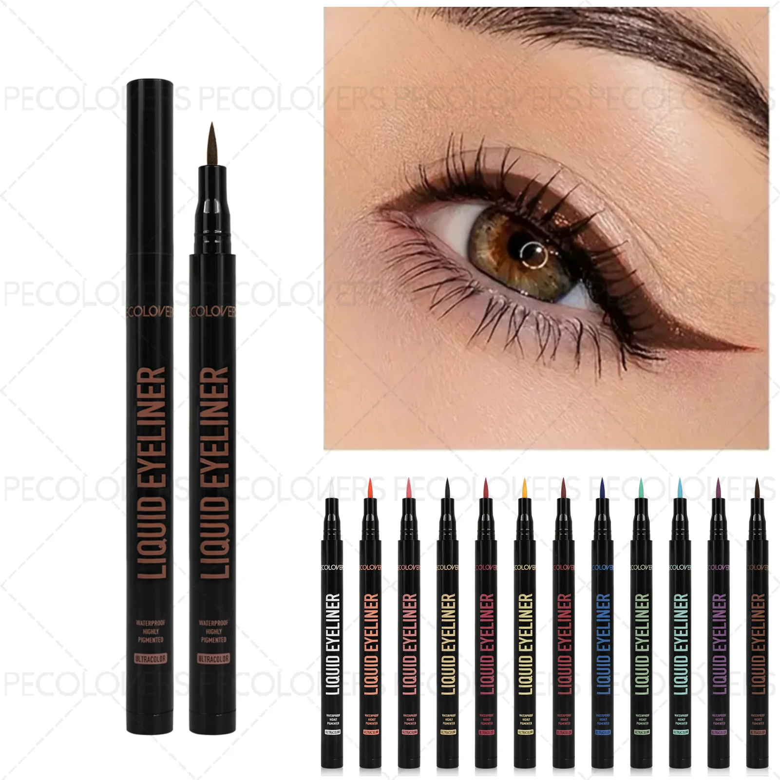 قطعة واحدة من محدد العيون السائل الملون المقاوم للماء - تشطيب ألوان غني، لمسة نهائية ناعمة سريعة الجفاف، مثالية لمكياج عيون عيد الميلاد الساحر