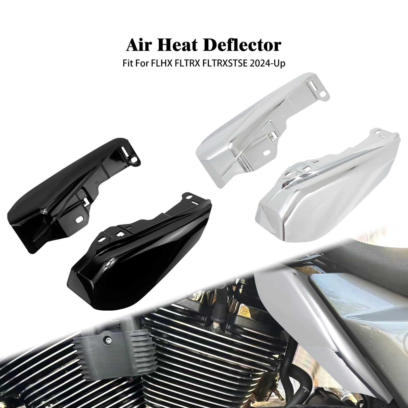 

Motorcycle Mid-Frame Air Heat Deflector Shield For Harley Touring Street Glide Road Glide FLTRX FLHX FLTRXSE CVO Limited 2024-UP