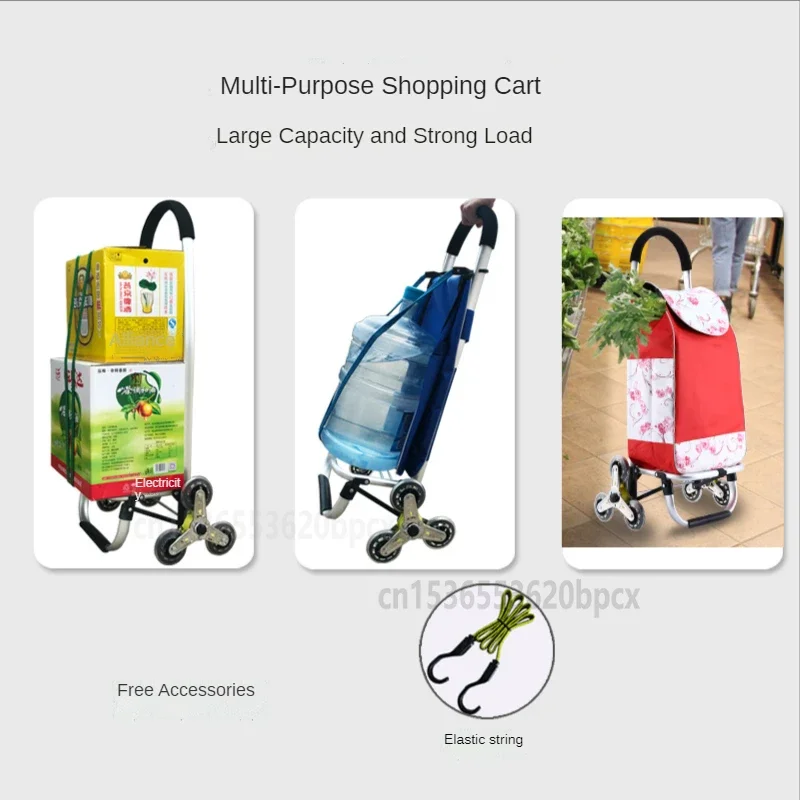 Foldable Shopping Basket for Women, Trolley on Wheels, Climb Stairs Trailer, Portable Shopping Bags, New