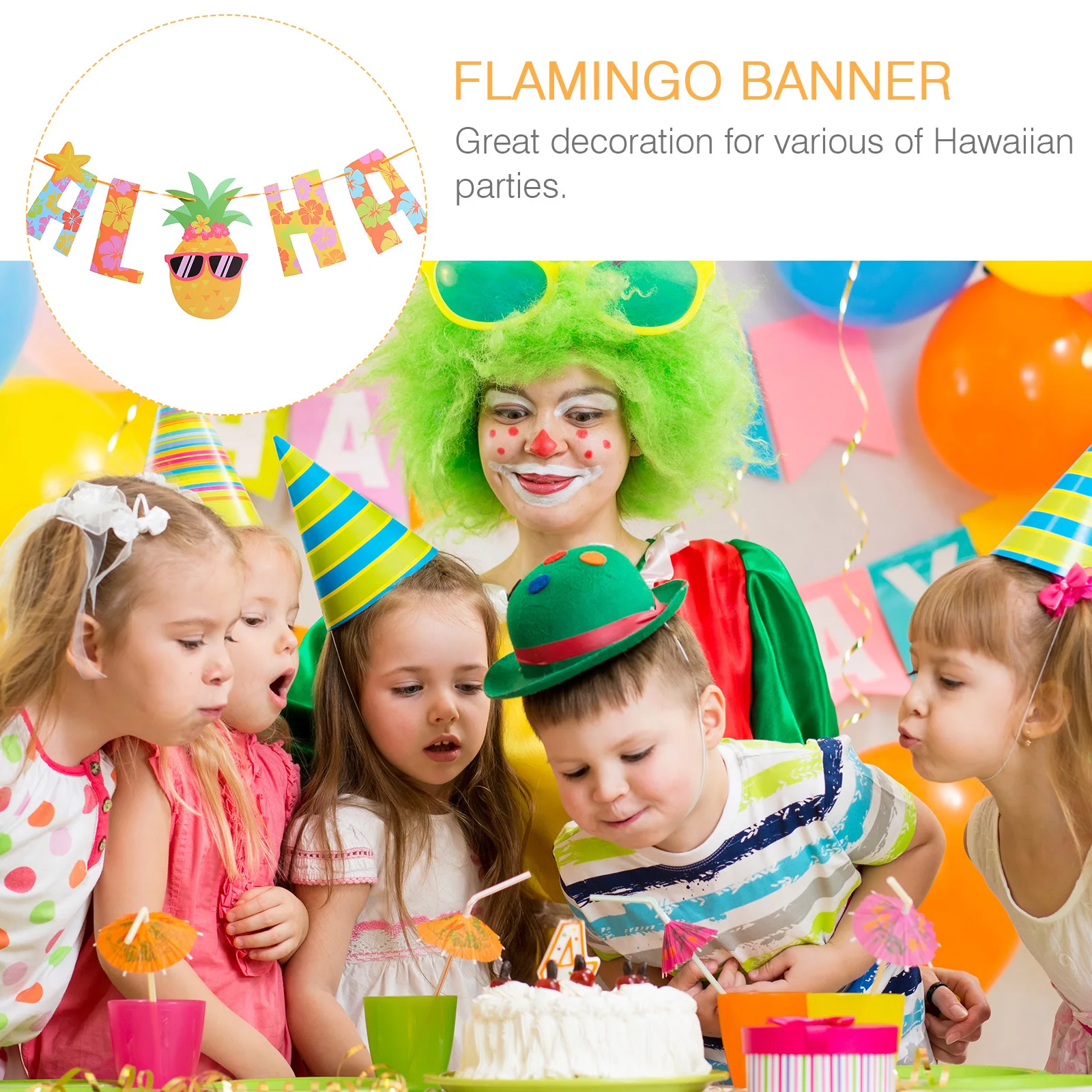 

Hawaiian Party Decor Flamingo Pineapple Banner Hanging Paper Fans Durable Reusable Easy to Hang for Weddings Birthdays