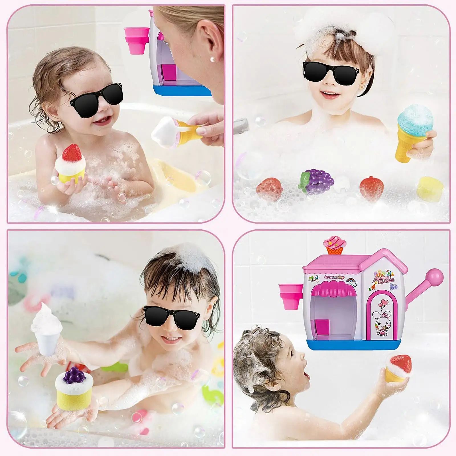 

Ice Cream Foam Maker Bath Toys Easy to Use Durability Portable Gift Fine Motor Skills Water Bathtub Ice Cream Cute Bathtub Toys