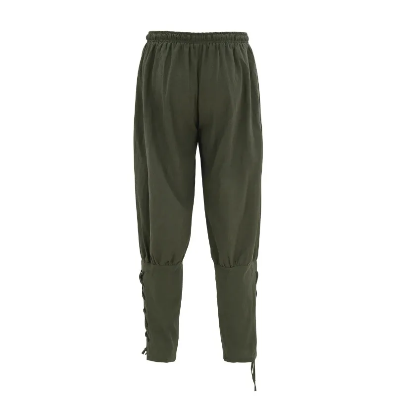 KIDWHXR 2026 Men's Vintage Stripe Pants man Renaissance Medieval Gothic Trouser Male Elastic Waist Cosplay Costume Pencil Pants