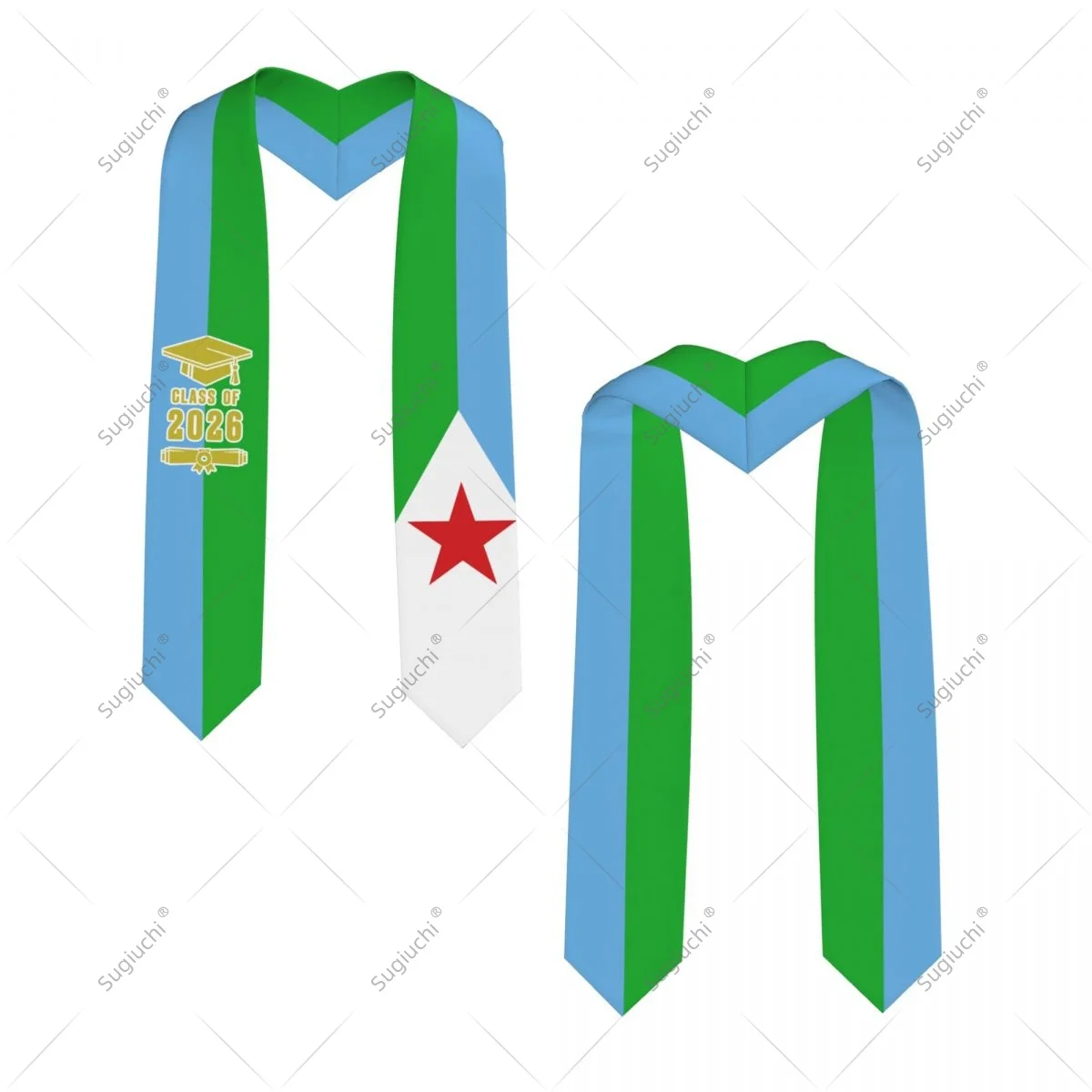 

Djibouti Flag Class Of 2026 Graduation Stole Sash Scarf For International Students Proud Ceremony Adult Unisex