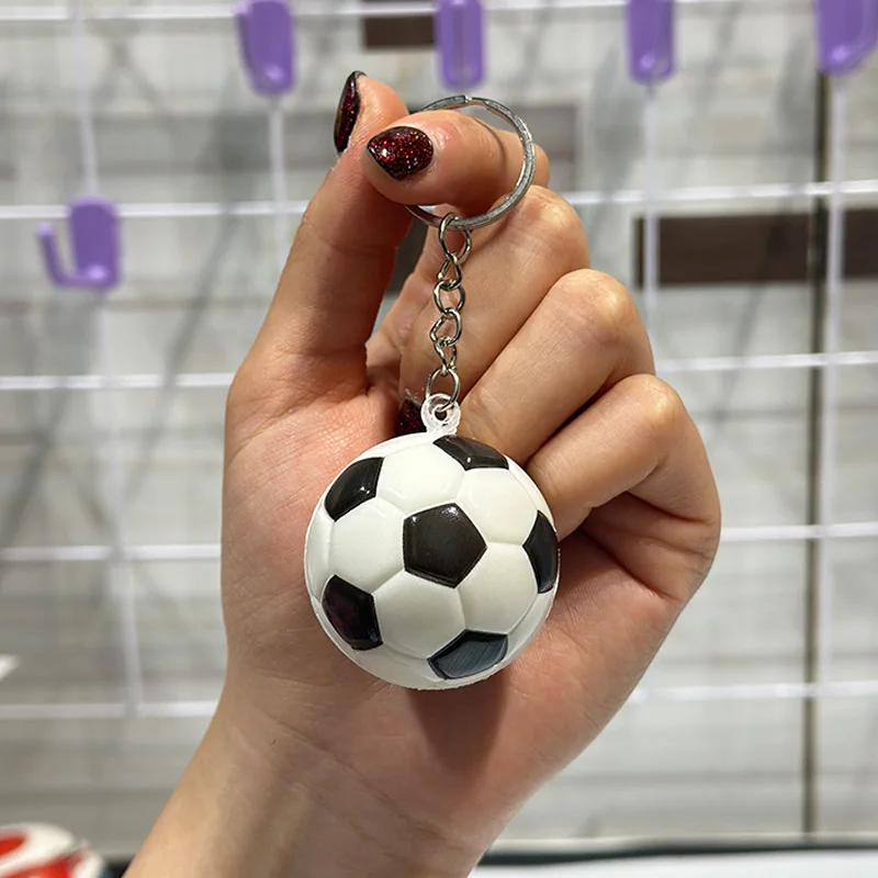

PU Material 4.0CM Soccer Ball Keychain Solid Bouncing Stress Relief Toy Gift for Fans