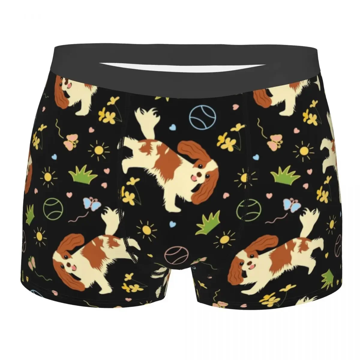 Custom Playing The Cavalier King Spaniel Underwear Men Print Pet Dog Boxer Briefs Shorts Panties Breathable Underpants