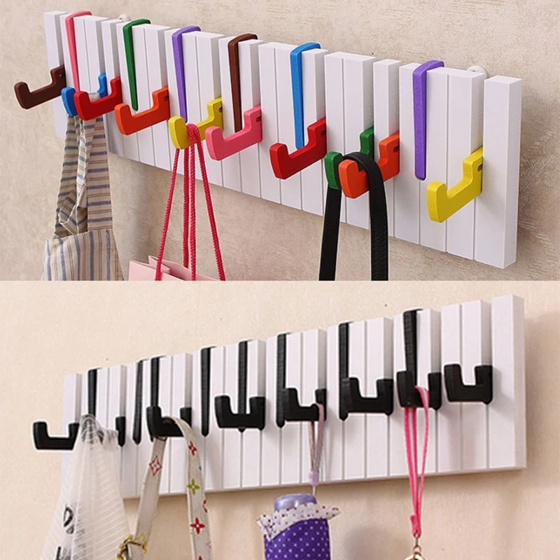 Coat Racks Piano Keys Wall Mounted Coat Hook Hanger Wall Decoration For Home Kitchen Cute Room Wall Decor Wall Art Gifts