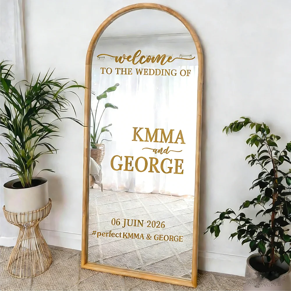 Customizable Welcome to the Wedding Sticker Decal with Name And Date Party Wedding Sign Personalized Home Decor LB017 view 2