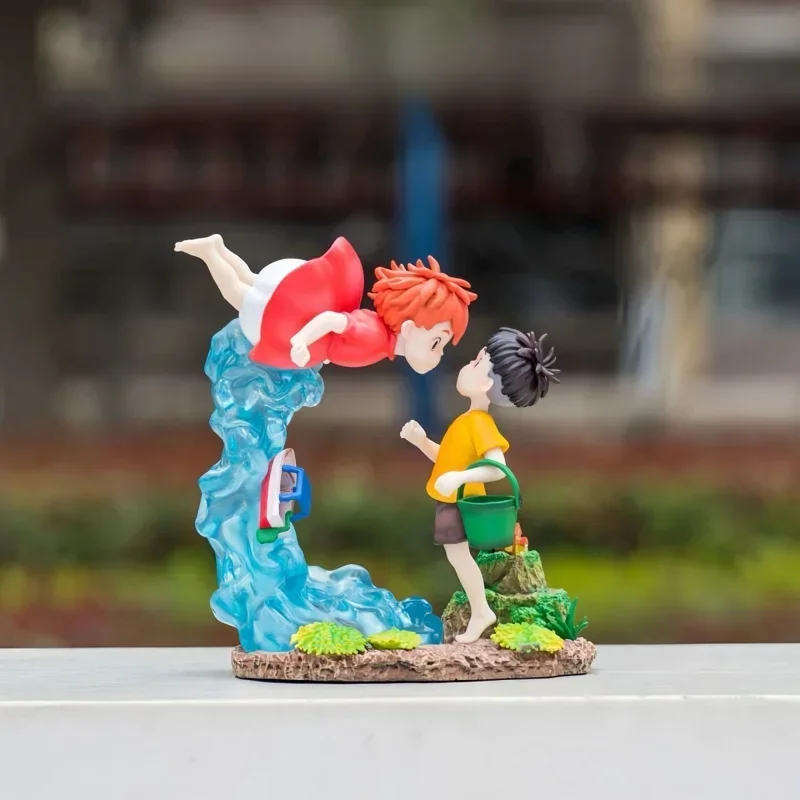 금붕어 히메 인어공주 포뇨와 소스케 15CM 만남 장면 수제 모델 장식품 (절벽 위)