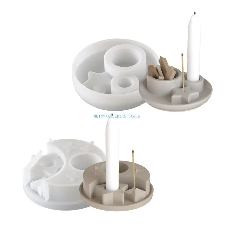 

C1FE Star and Moon Designs Silicone Mould for Crafting Bases and Incenses Stands for Home Decoration and Gifts Making