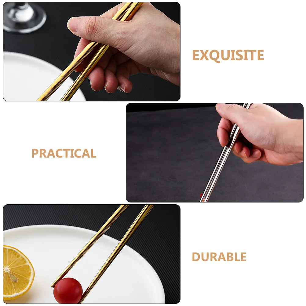

2 Sets Stainless Steel Chopstick Spoon Chopsticks for Home Square Utensils Korean 304 Travel and Restaurant