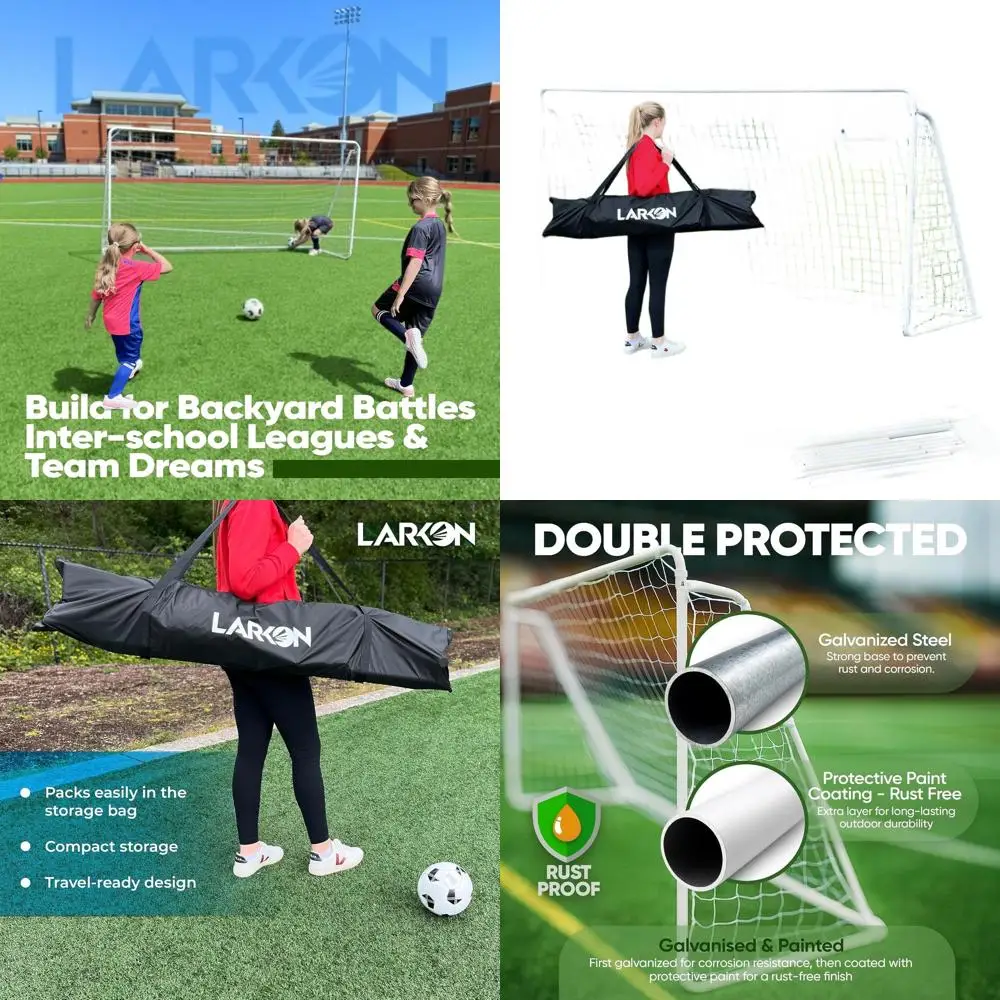 

Portable Soccer Goal: 12x6 ft for Backyard, Training, Tournaments - Durable, Rust-Resistant Steel for All Ages with Net, Cones,