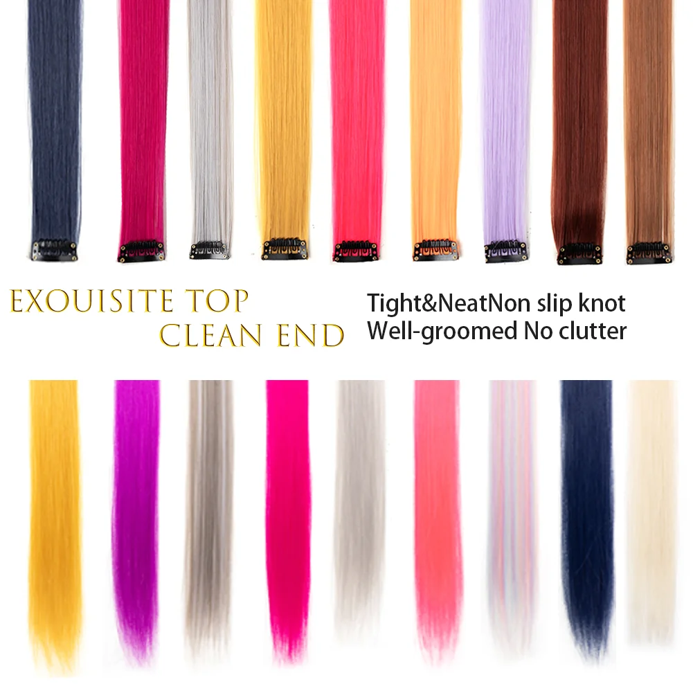 10PCS/Pack Colored Party Highlights Clip in Hair Extensions