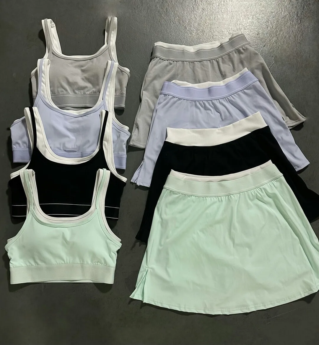 2PCS Yoga Set Women Outfits Sports Bra Workout Clothes Sportswear Gym High Waist Legging Fitness Tennis Skirt Active Suits XP62 - view 4