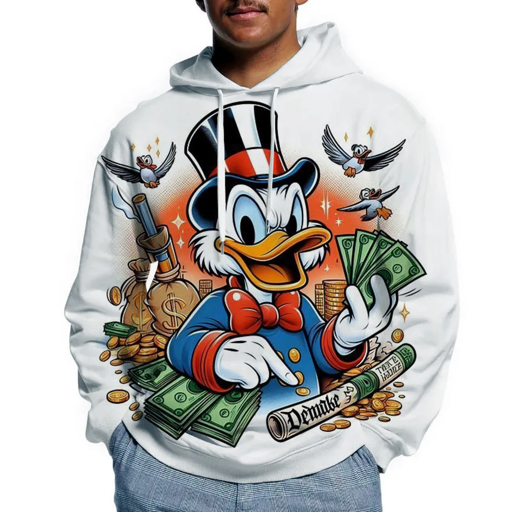 

Мужская повседневная толстовка с капюшоном с принтом Disney Donald, регулируемый капюшон на шнурке, которую можно стирать в машине, повседневная толстовка с капюшоном стандартной посадки