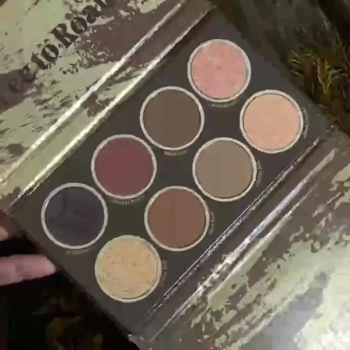 Paleta de sombras quentes 8 cores fosco e glitter combinado sombra de longa duração compõem com bonito imitado em relevo pressionado eyesh