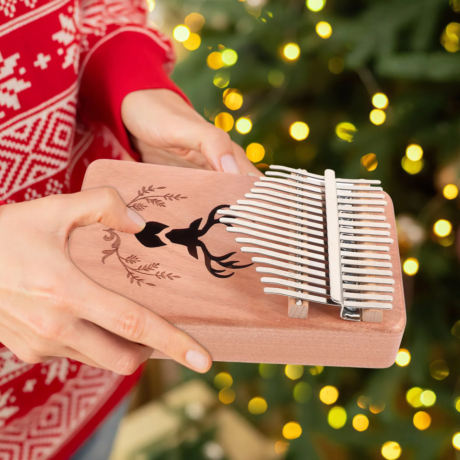 1 مجموعة الإبهام البيانو المحمولة كاليمبا 17 مفاتيح خشبية اليد البيانو أداة عزف موسيقى خفيفة الوزن للمبتدئين الكبار الأداء #6