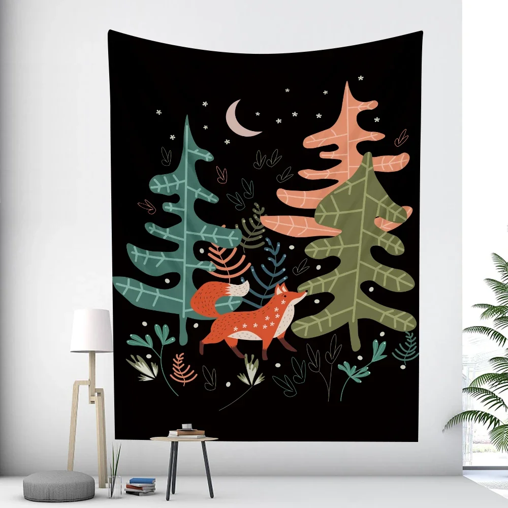 Forest animal hand-painted tarot home decoration art tapestry hippie bohemian mandala wall hanging bedroom wall decoration