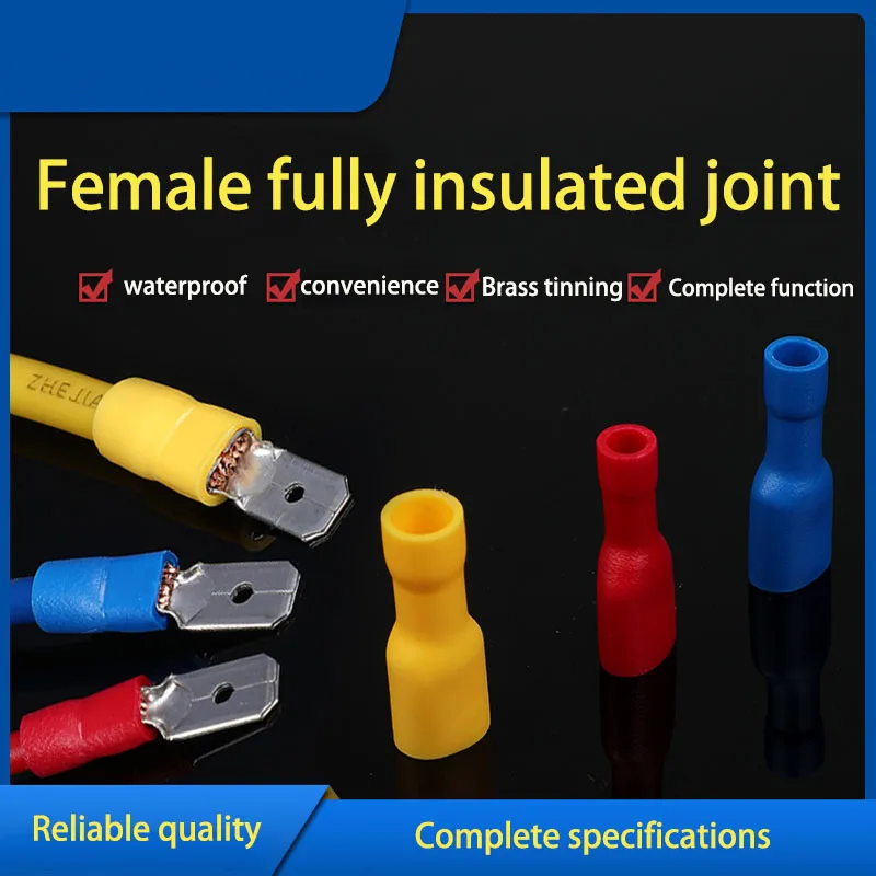 10/100PCS Wire Connector Kit Male Female Insulated Electrical Crimp Wiring Cable Plug  Electrical Wire Crimp Spade Butt Ring