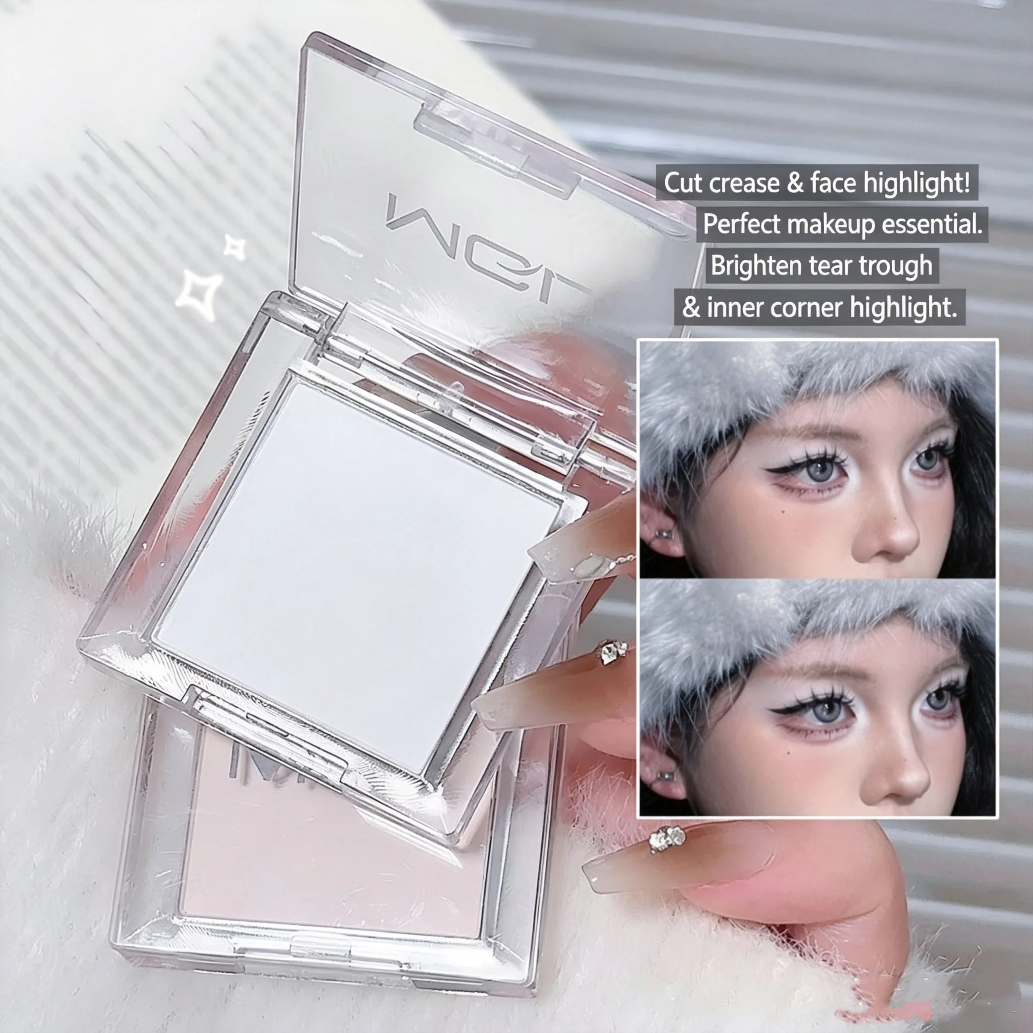 Pure White Single Eyeshadow Matte Highlighter, for Inner Corner, Cut Crease & Tear Trough, Affordable Makeup for Students