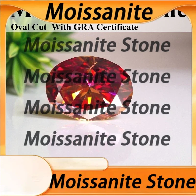

NEW Watermelon Red Moissanite Stone Oval Cut Loose Gemstone For Charms Jewelry Making Material With GRA Certificate